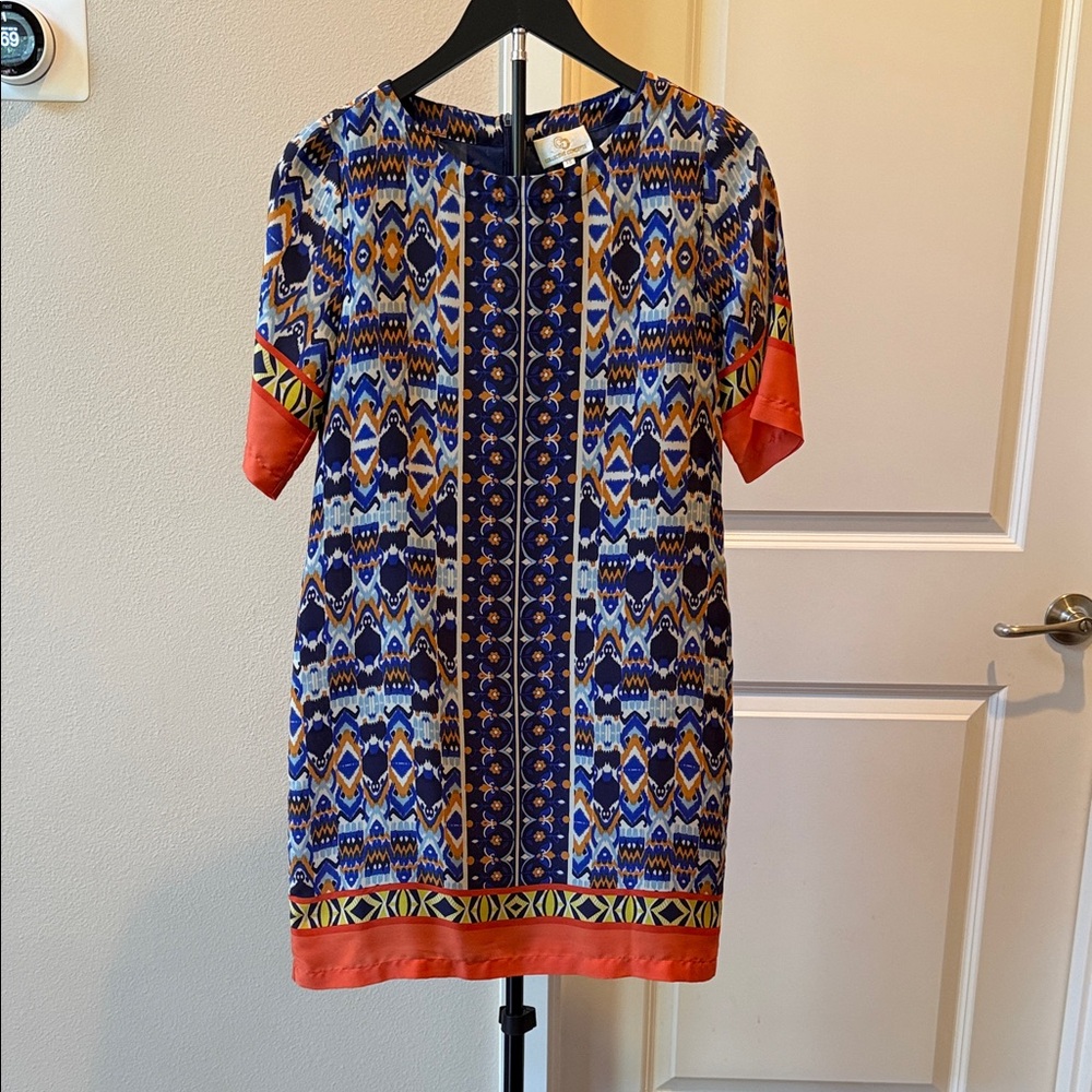 Collective Concepts Blue and Orange Mini Dress
